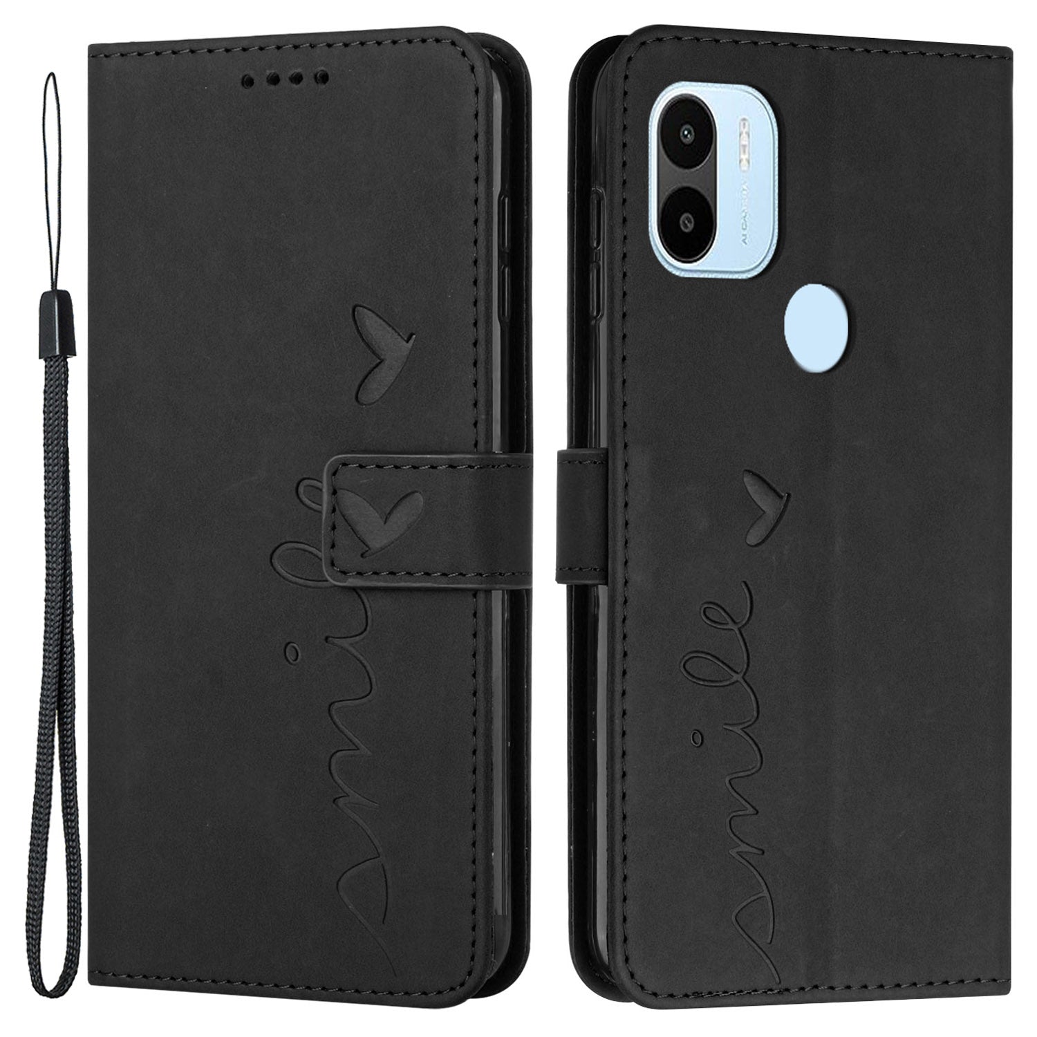 For Xiaomi Redmi A1 4G A2 4G Poco C50 4G PU Leather Phone Wallet Case Imprinted Heart Shape Stand Phone Cover with Strap For Xiaomi Redmi A1 4G A2 4G Poco C50 4G PU Leather Phone Wallet Case Imprinted Heart Shape Stand Phone Cover with Strap